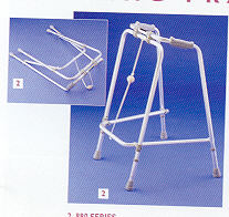 Cooper folding walking frame in folded and upright positions