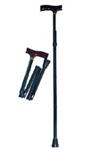 Adjustable Folding Cane With T- Shaped Wooden Handle