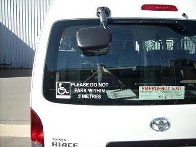 Sign on a vehicle