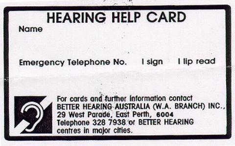 Hearing Help Card